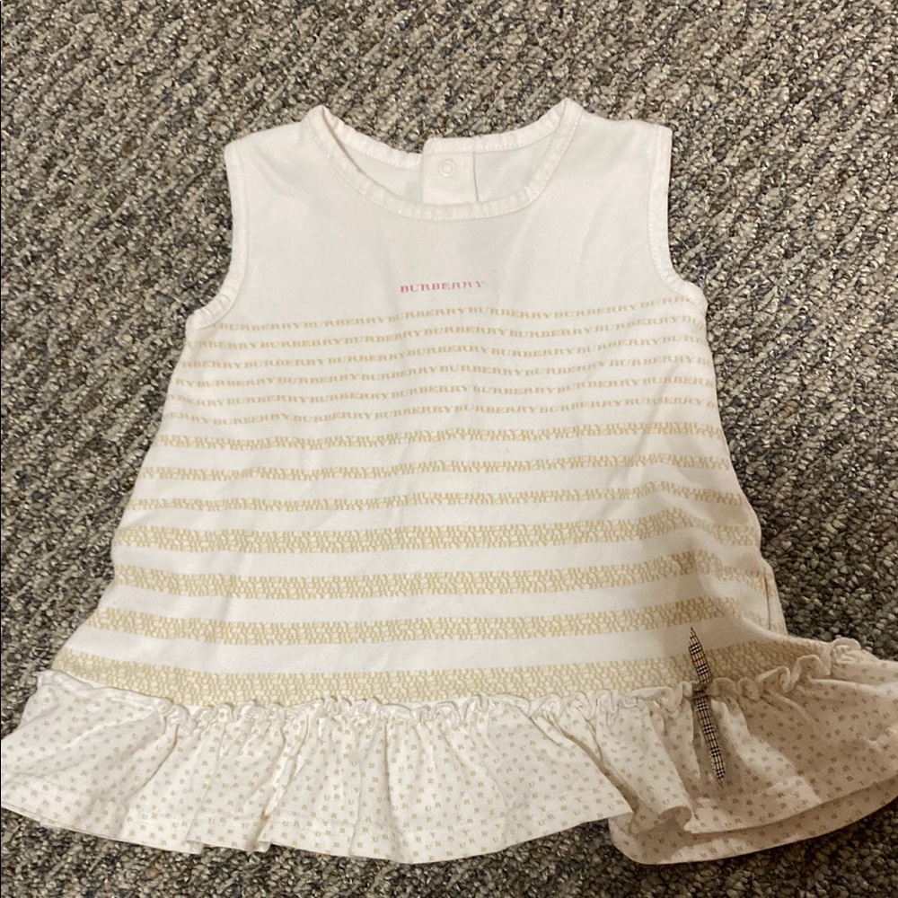 Infant Dress with Gold and Cream Stripes